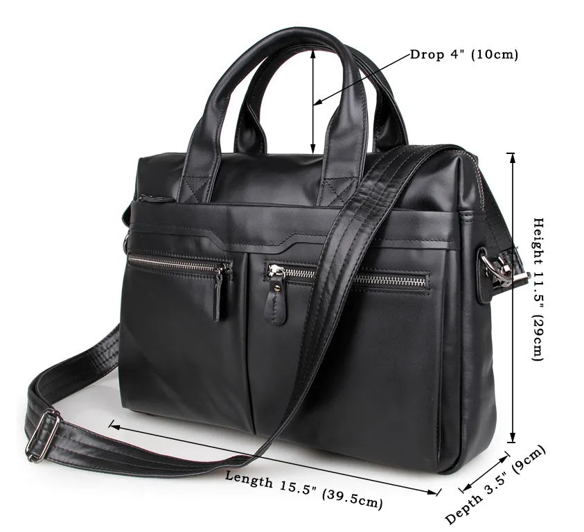 ROCKCOW Handmade Top Grain Leather Briefcase Men's Business Laptop Bag Handbags 7122