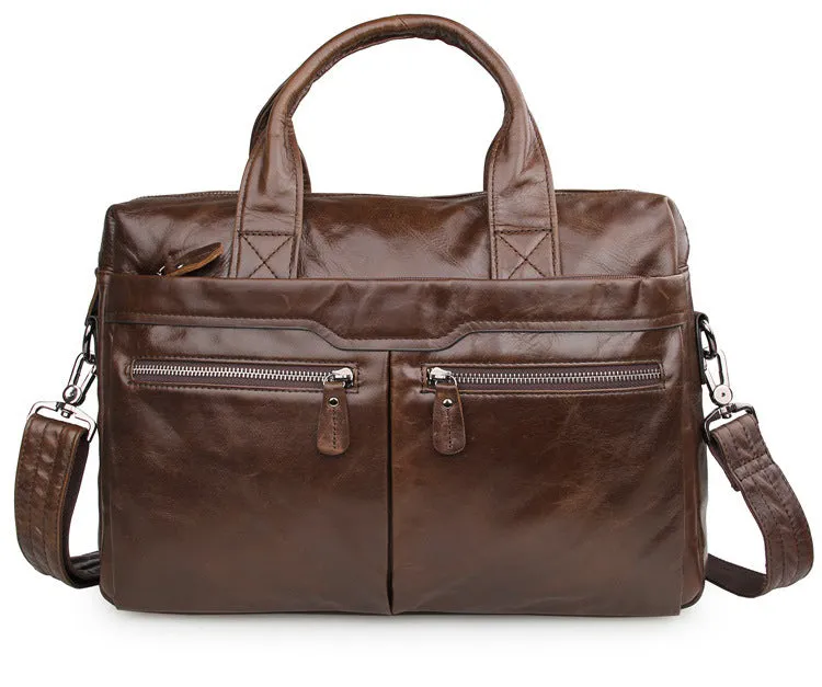 ROCKCOW Handmade Top Grain Leather Briefcase Men's Business Laptop Bag Handbags 7122