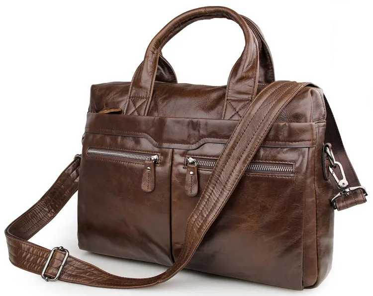 ROCKCOW Handmade Top Grain Leather Briefcase Men's Business Laptop Bag Handbags 7122
