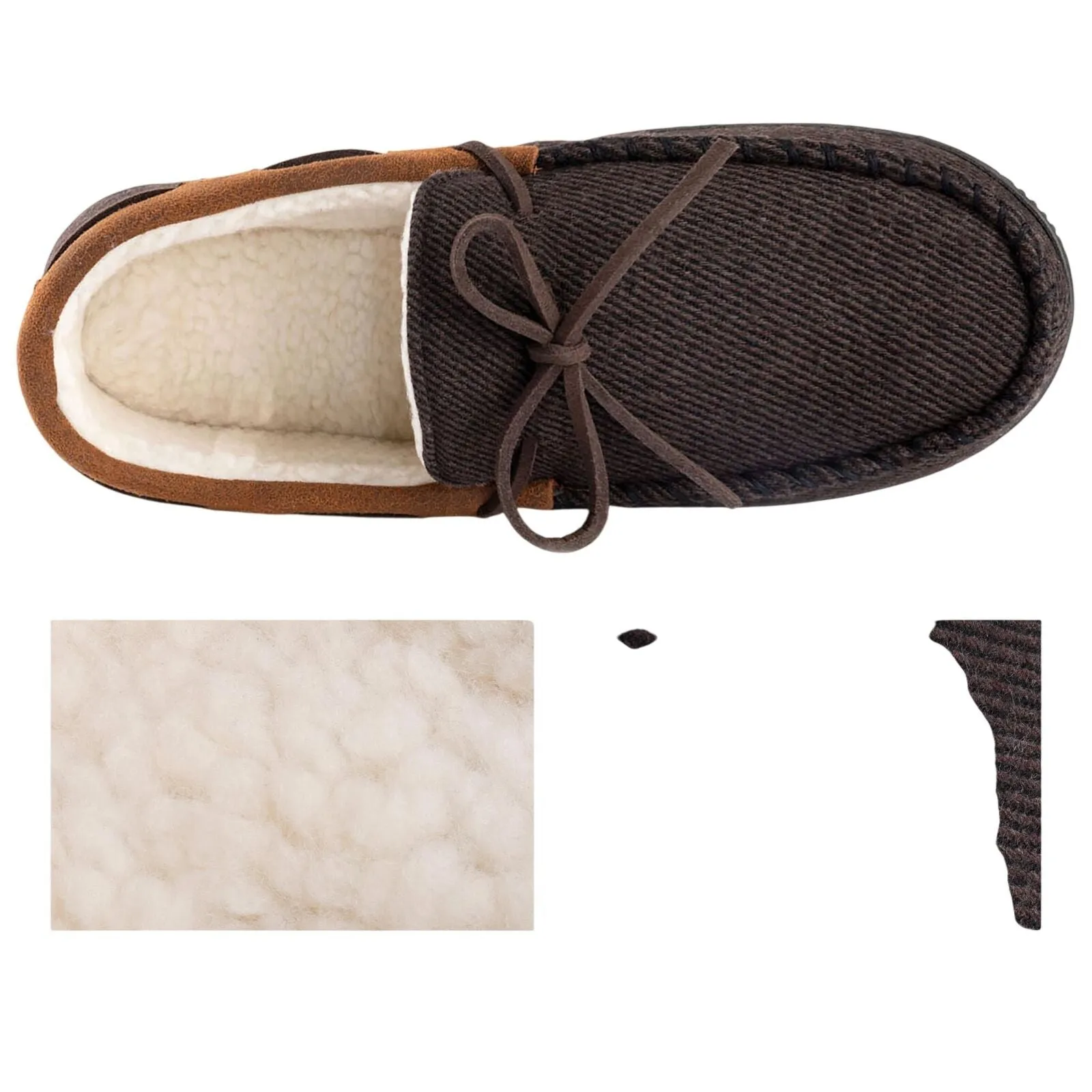 Rockdove Mens Samuel Sherpa Lined Moccasin Slipper Coffee Brown 10