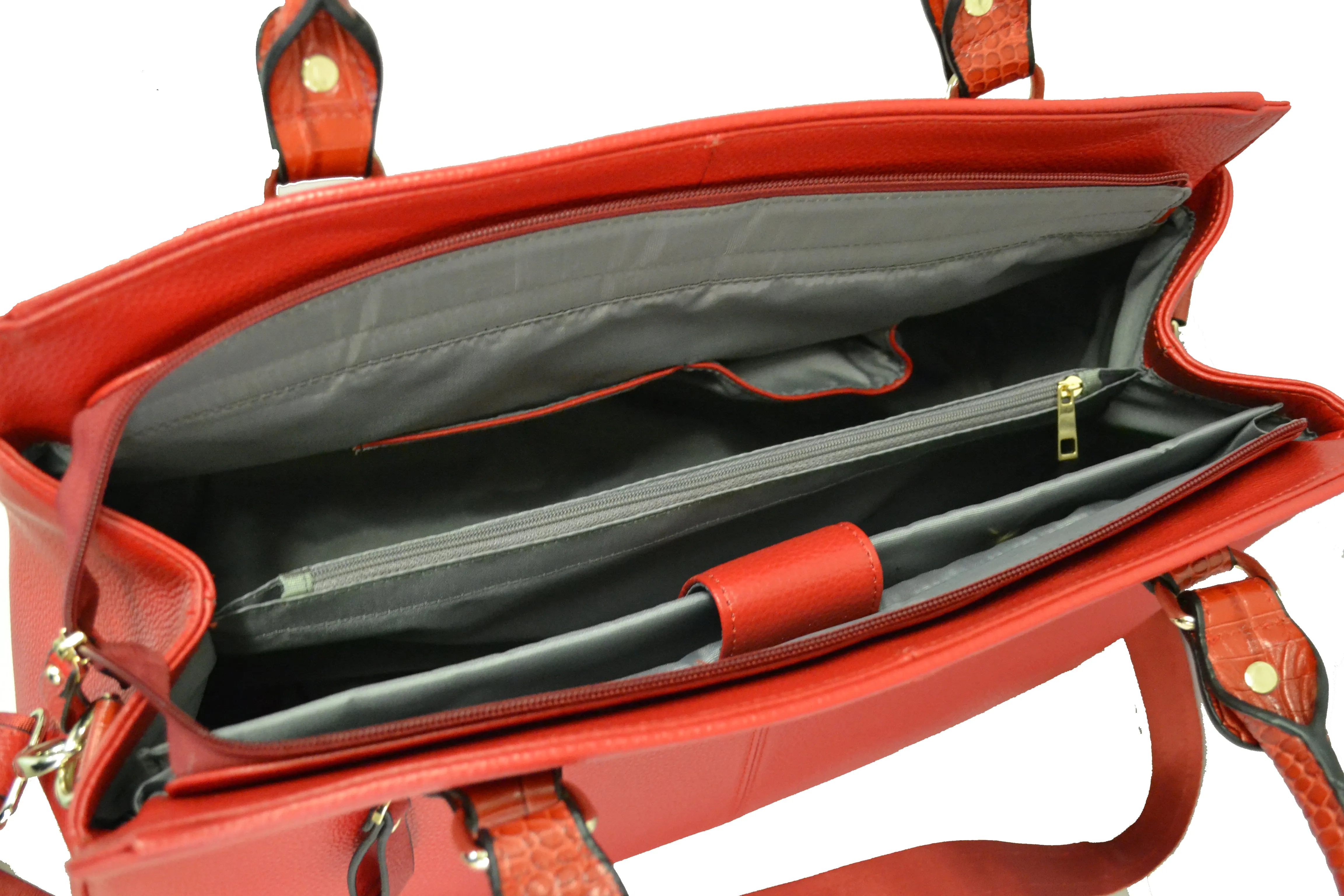 ROTHBURY -  Womens Premium Leather Red Weekender Overnight Bag & Work Tote Bag