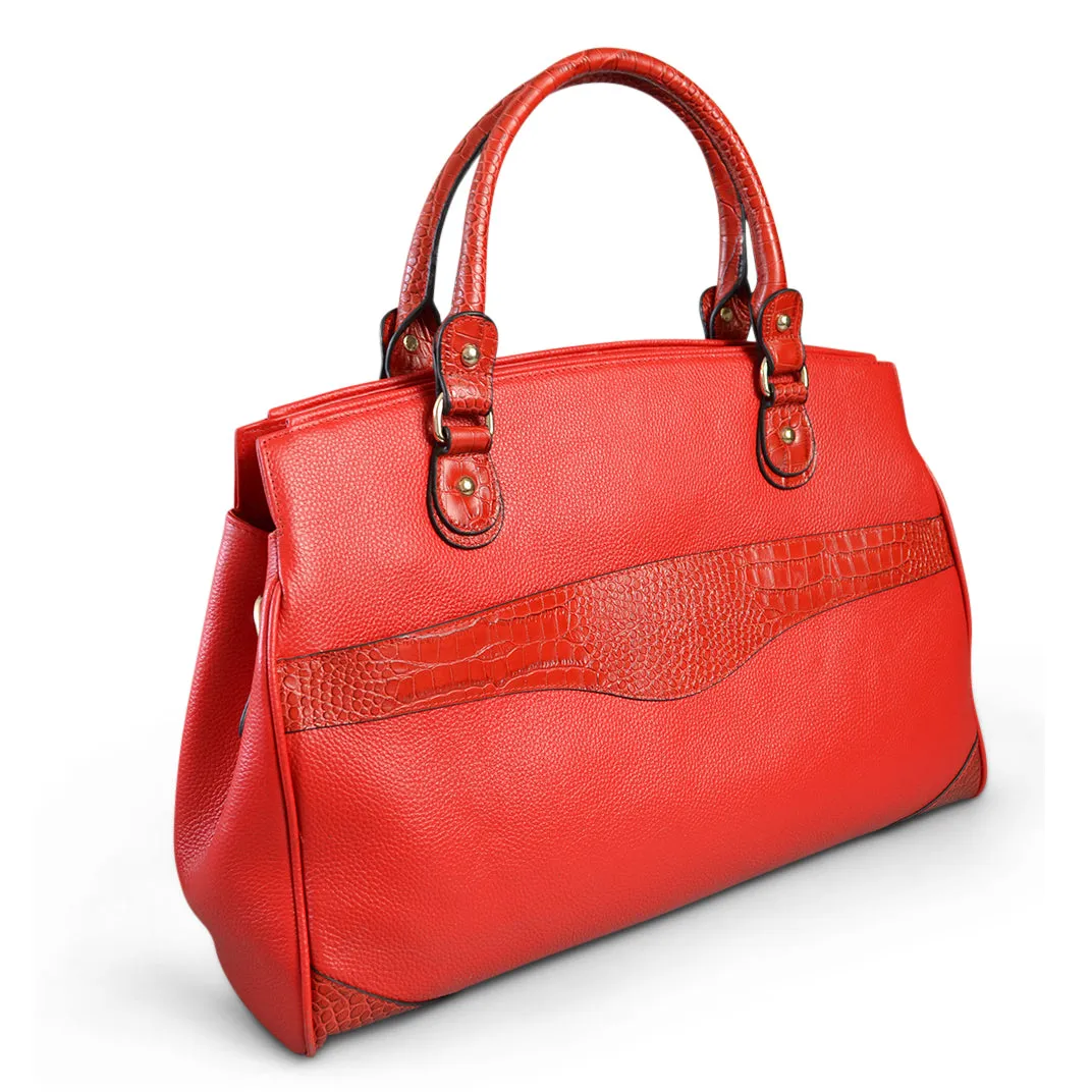 ROTHBURY -  Womens Premium Leather Red Weekender Overnight Bag & Work Tote Bag