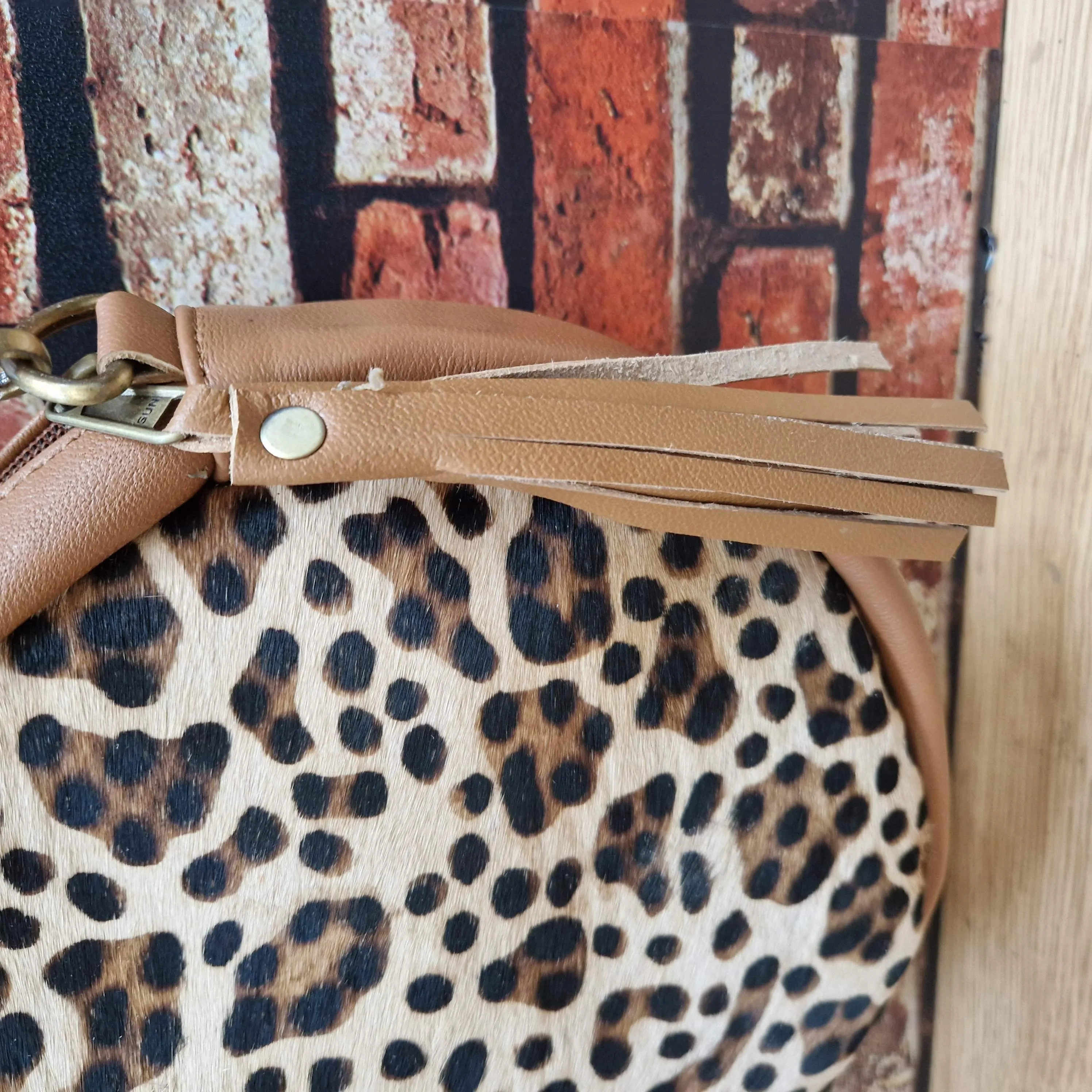 Round Recycled Leather Crossbody Handbag