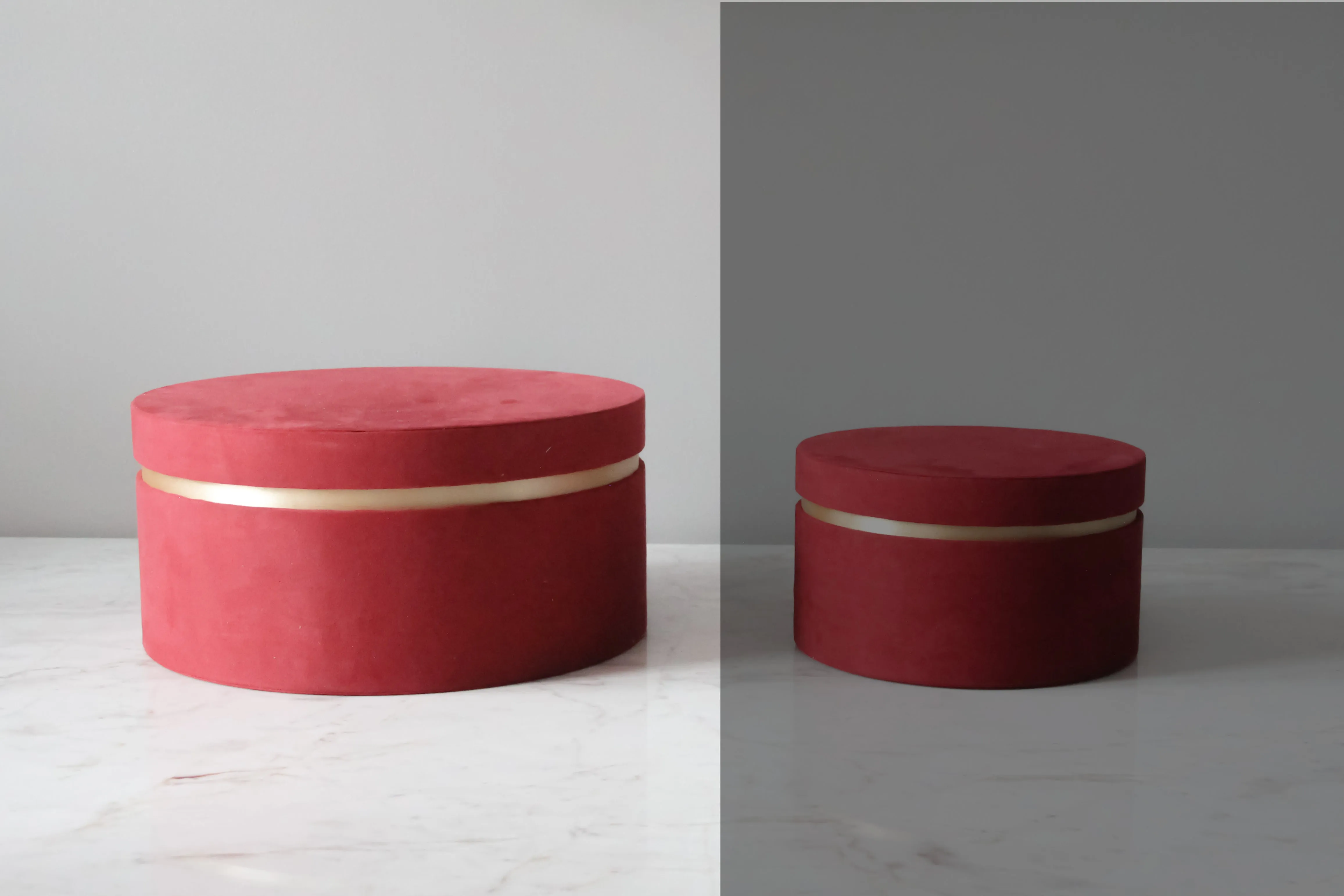 Round Velvet Packaging Box With Smooth Edge (7 Colors available)