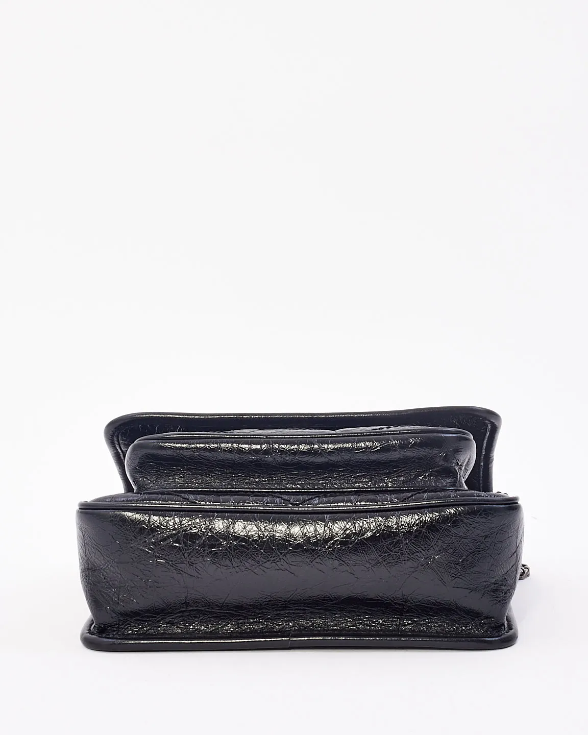 Saint Laurent Black Crinkled Vintage Leather Baby NikKi Chain Shoulder Bag