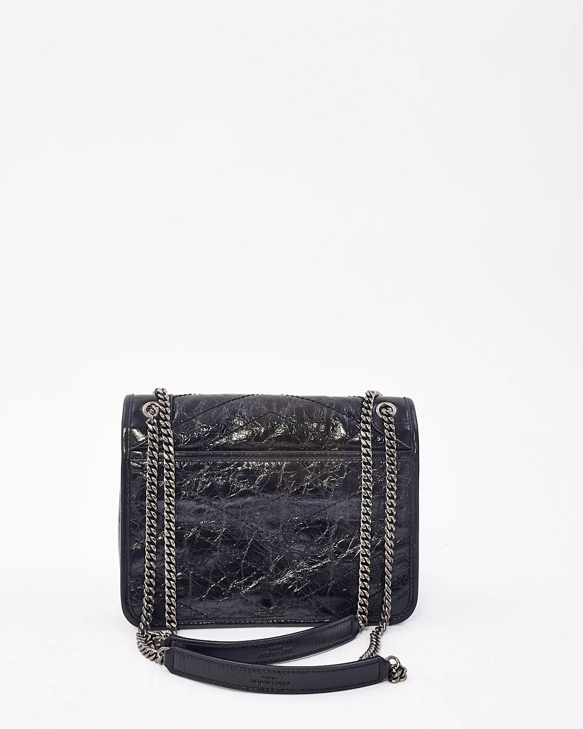 Saint Laurent Black Crinkled Vintage Leather Baby NikKi Chain Shoulder Bag
