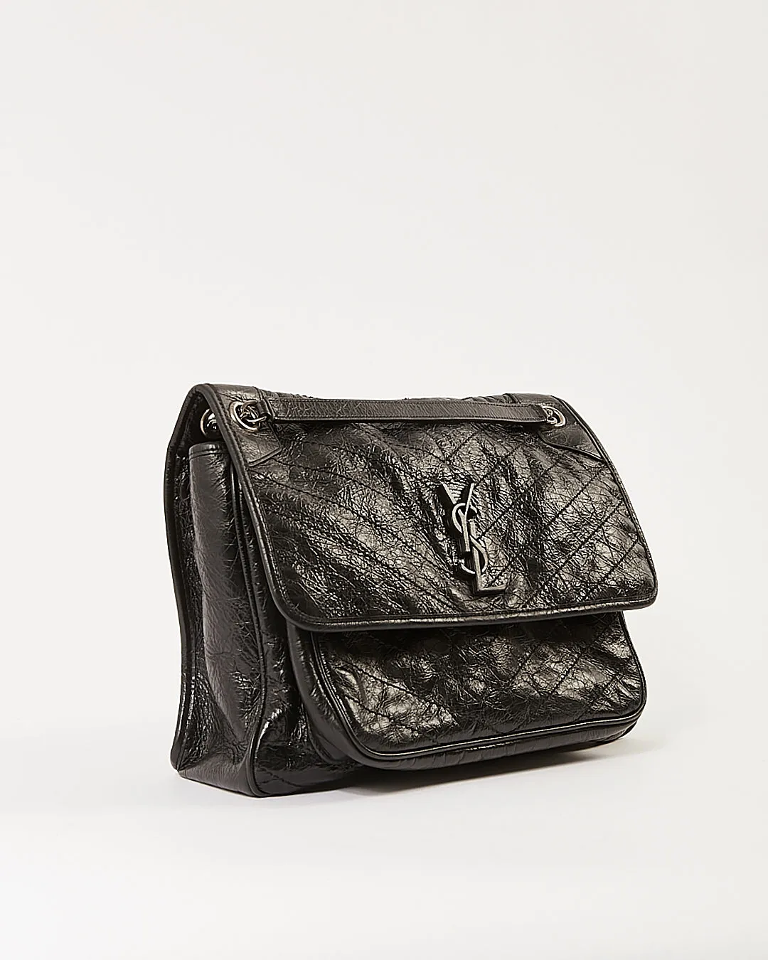 Saint Laurent Black Large Monogram Niki Matelassé Shoulder Bag