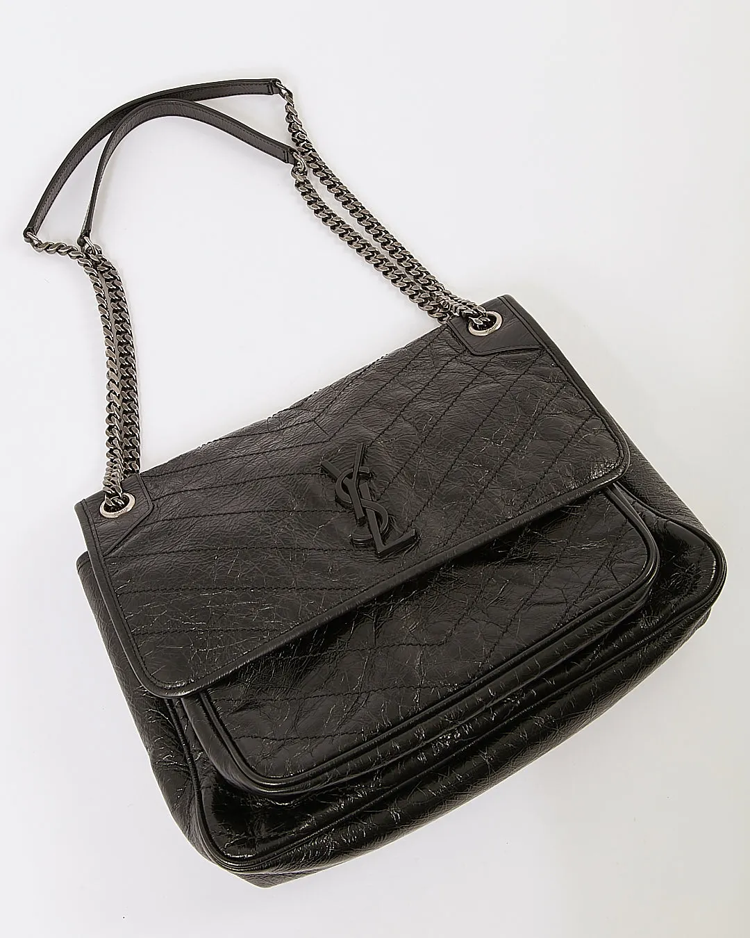 Saint Laurent Black Large Monogram Niki Matelassé Shoulder Bag