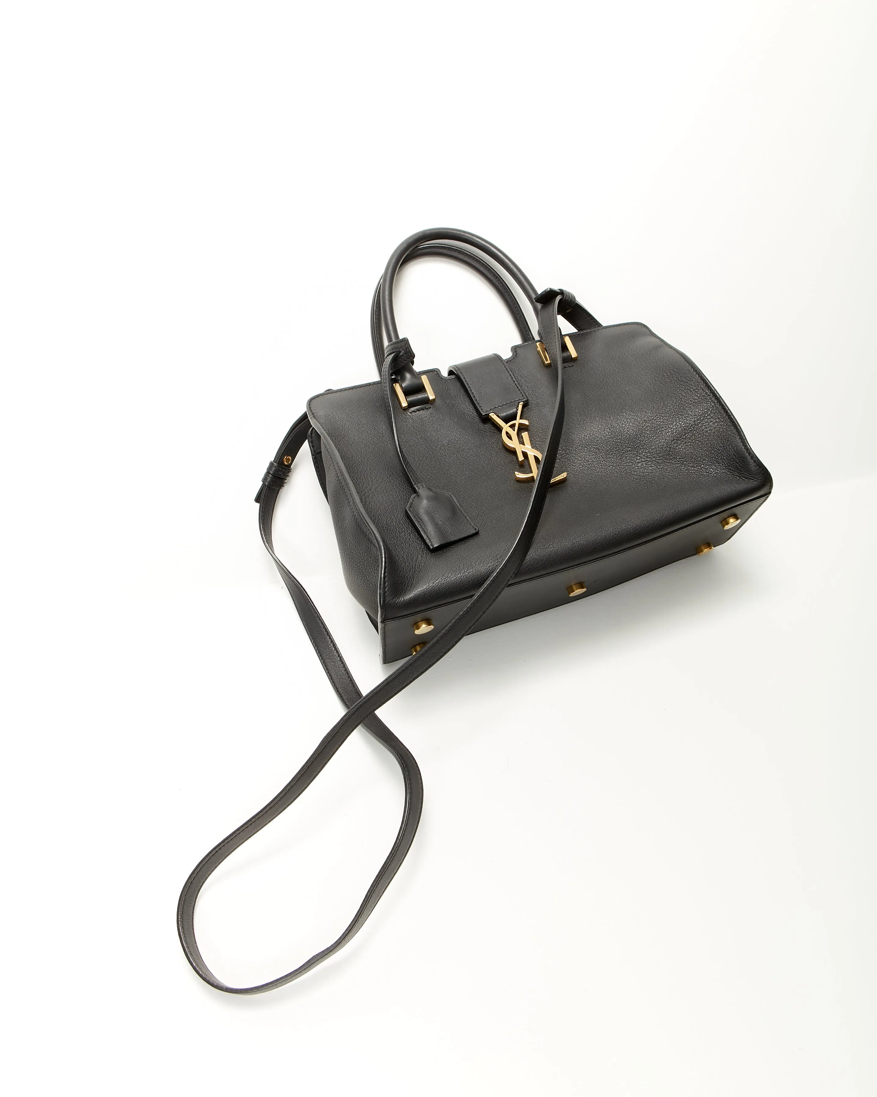 Saint Laurent Black Leather Baby Downtown Cabas Satchel