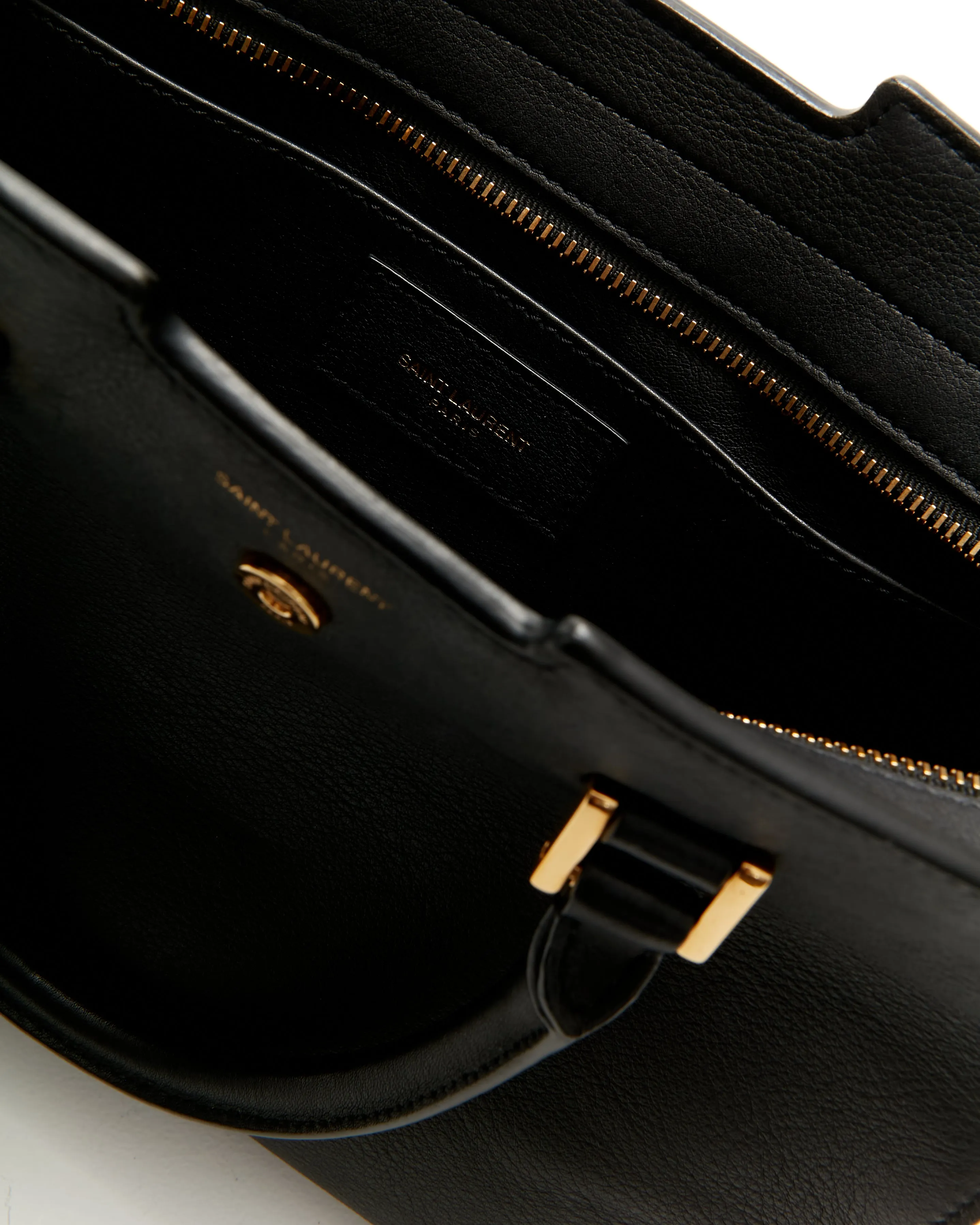 Saint Laurent Black Leather Baby Downtown Cabas Satchel