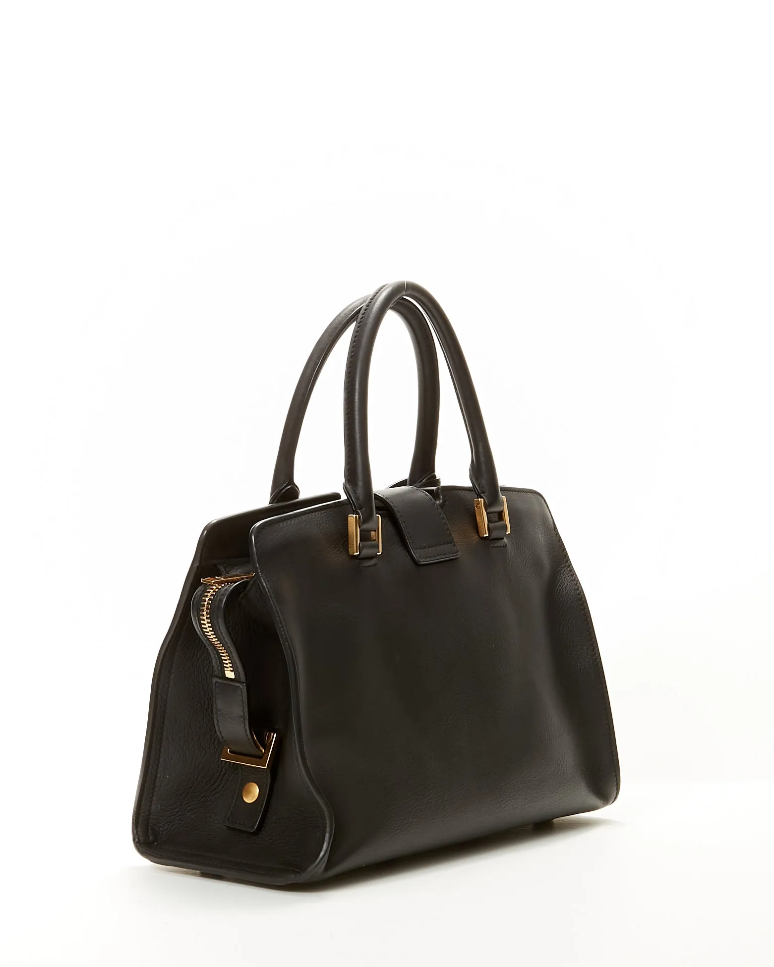 Saint Laurent Black Leather Baby Downtown Cabas Satchel
