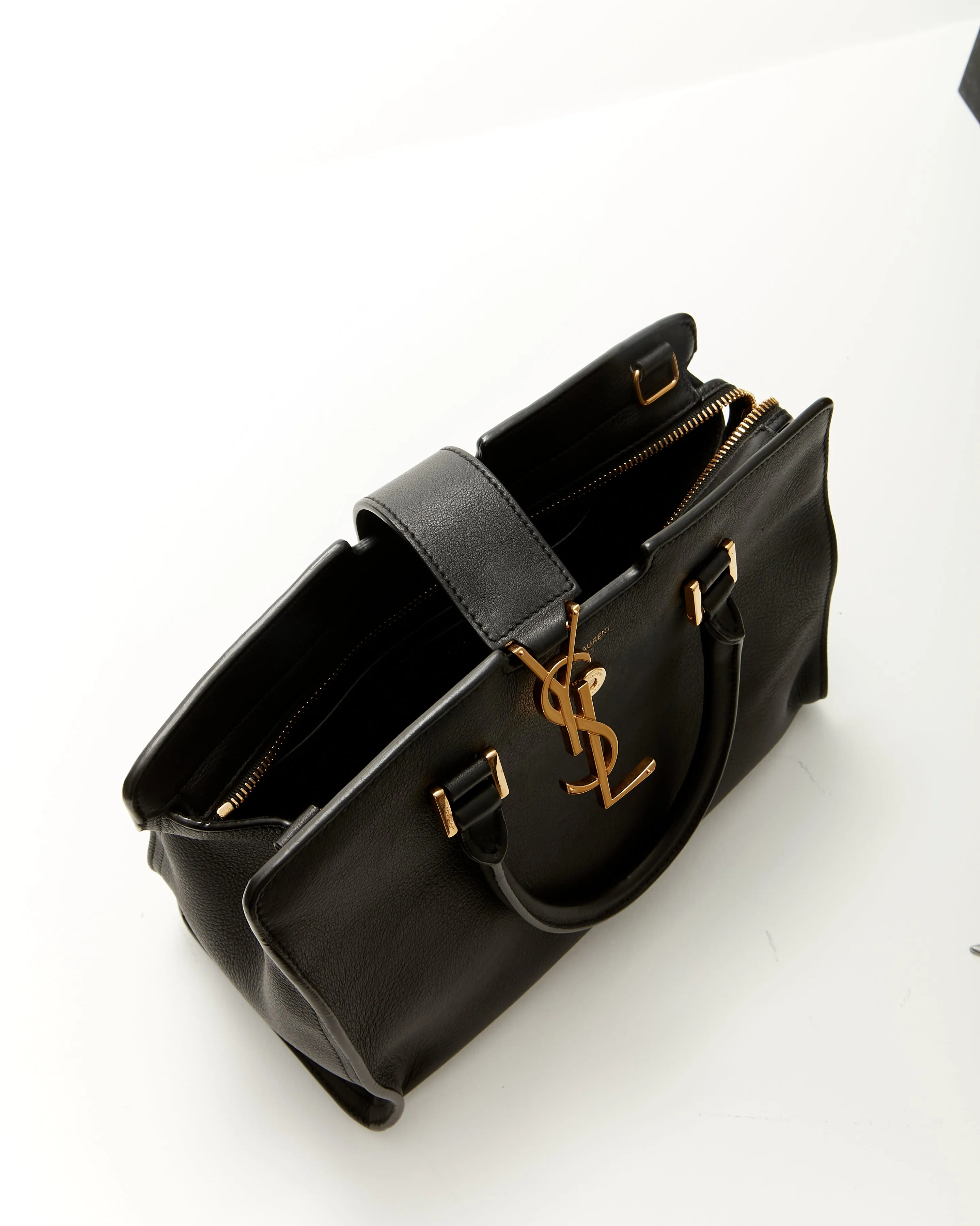 Saint Laurent Black Leather Baby Downtown Cabas Satchel