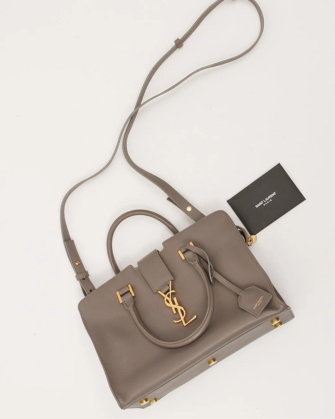 Saint Laurent Grey Small Monogram Cabas Tote Bag