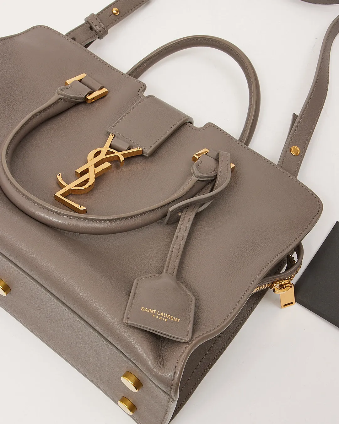 Saint Laurent Grey Small Monogram Cabas Tote Bag
