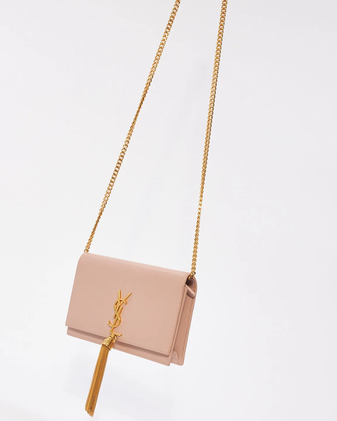 Saint Laurent Pink Smooth Leather Kate Tassel Wallet On Chain Bag