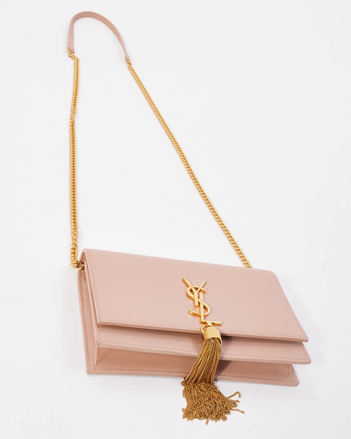 Saint Laurent Pink Smooth Leather Kate Tassel Wallet On Chain Bag