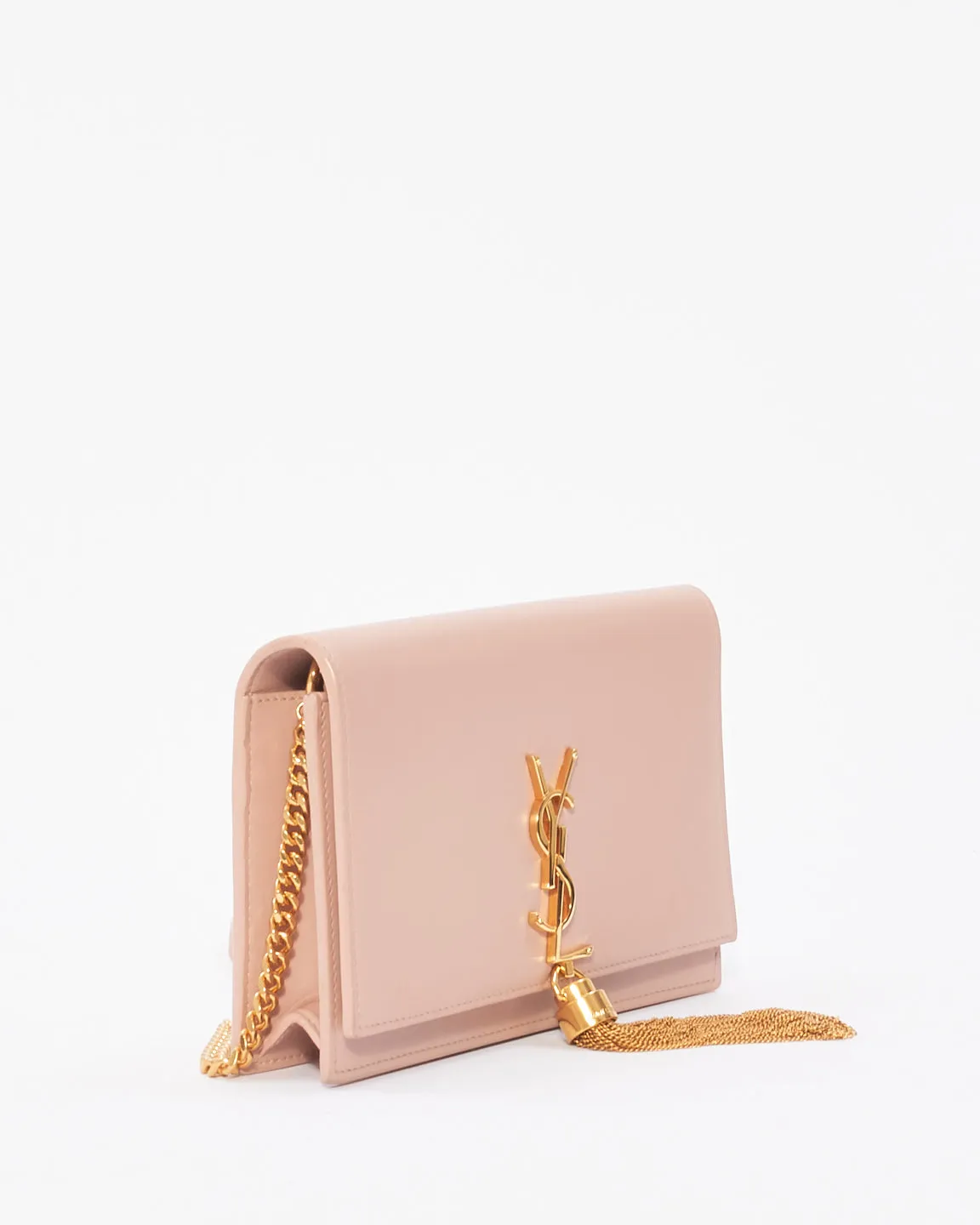 Saint Laurent Pink Smooth Leather Kate Tassel Wallet On Chain Bag