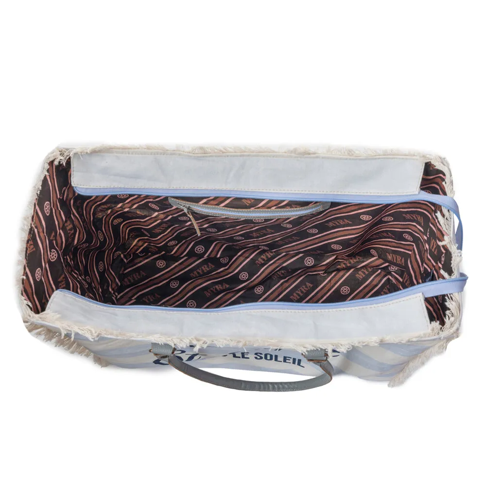 Saint Tropez Weekender Bag In White & Sky Blue