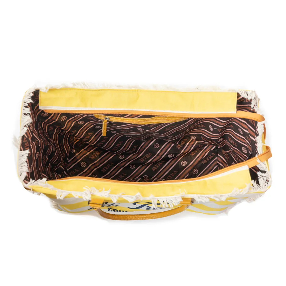 Saint Tropez Weekender Bag In Yellow & White
