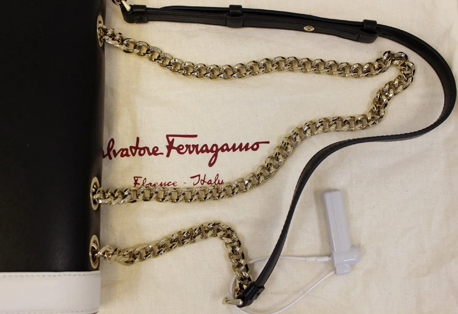 Salvatore Ferragamo Black/White Vara Flap Shoulder Crossbody Bag - Last Call