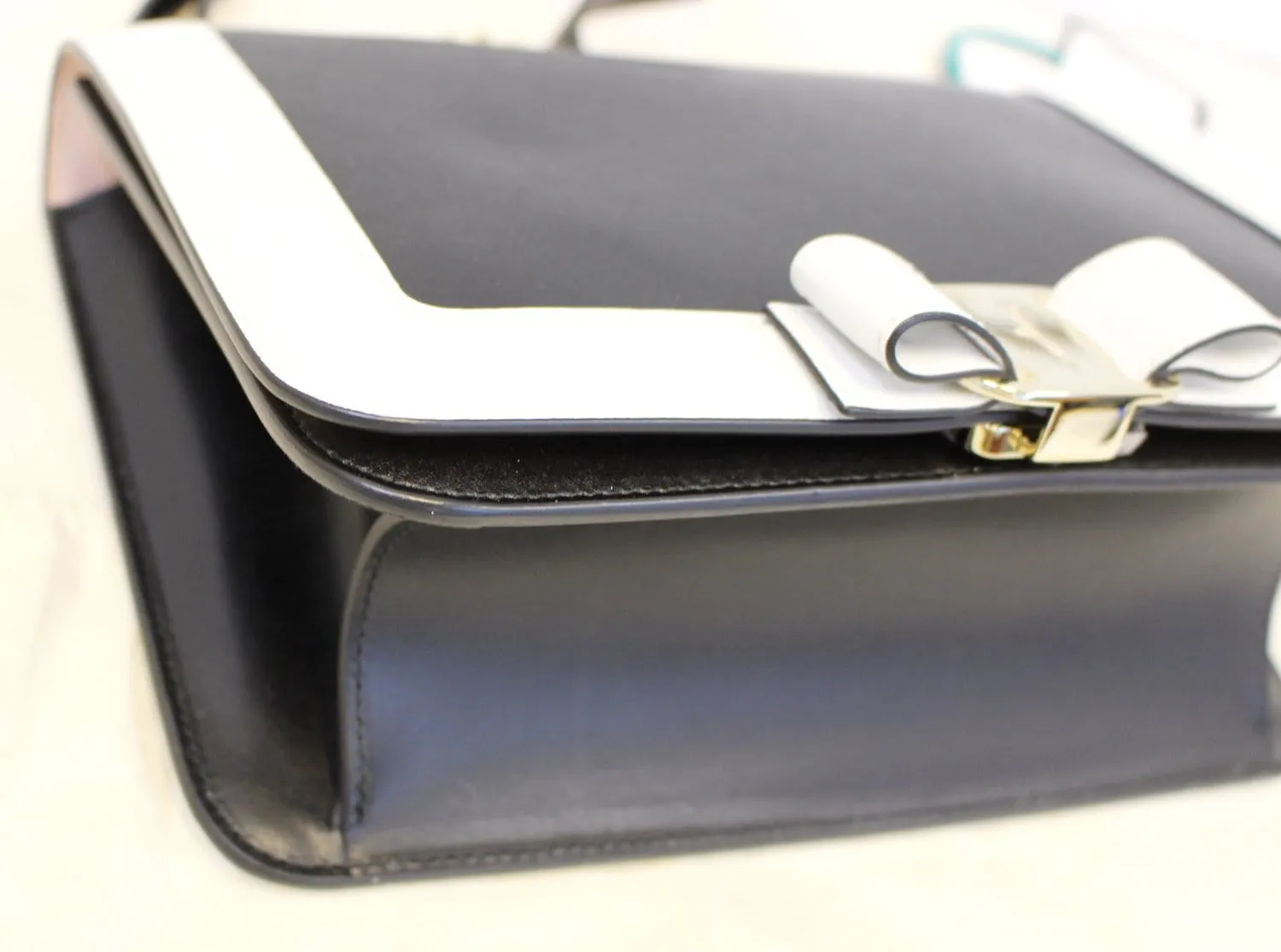 Salvatore Ferragamo Black/White Vara Flap Shoulder Crossbody Bag - Last Call