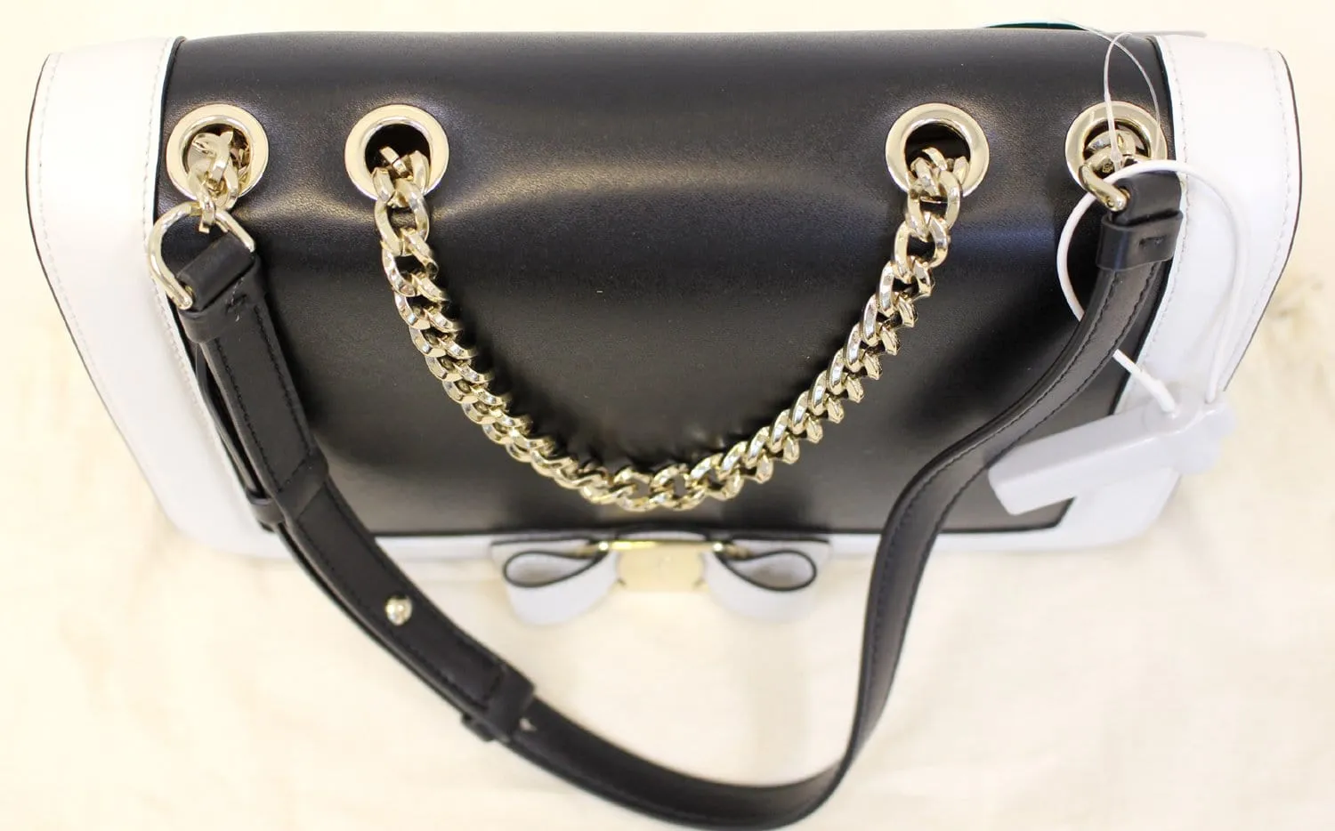 Salvatore Ferragamo Black/White Vara Flap Shoulder Crossbody Bag - Last Call