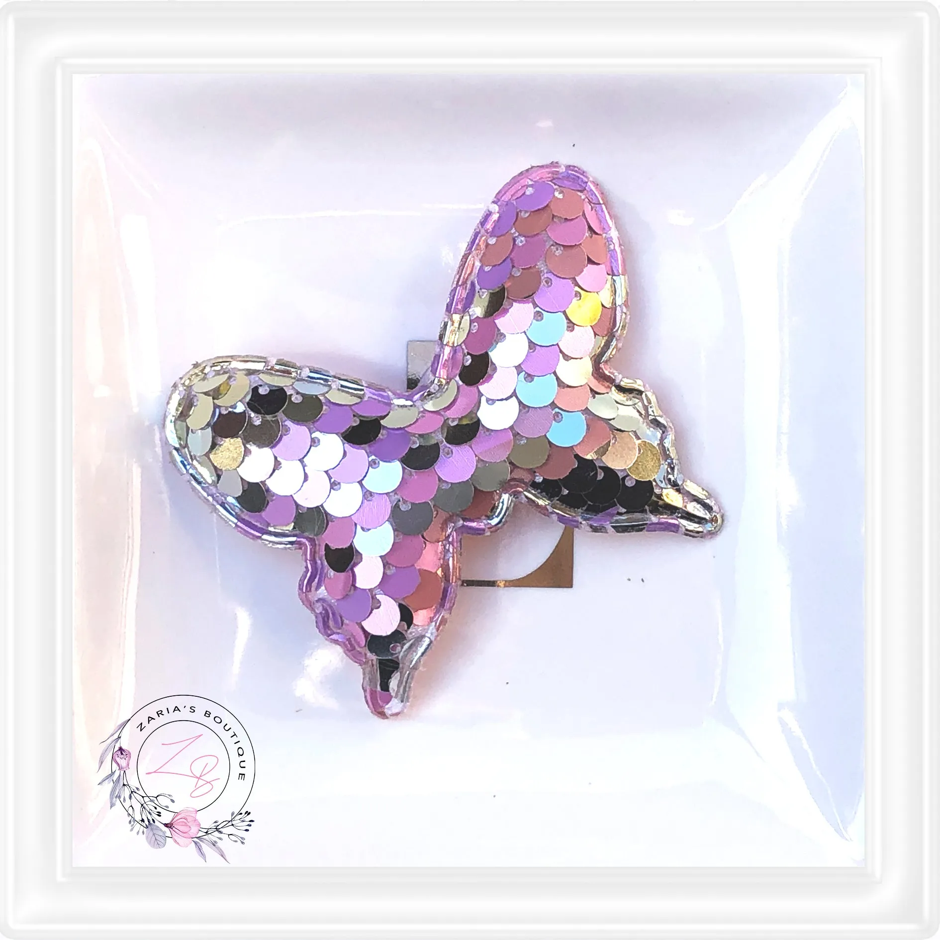• Sequin Butterflies • Hair Clip & Bow Embellishments • Pastel Rainbow • Per Pair •