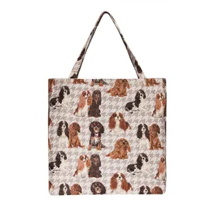 Signare Cavalier King Charles Spaniel Fold Away Shopper Tote Gusset Bag