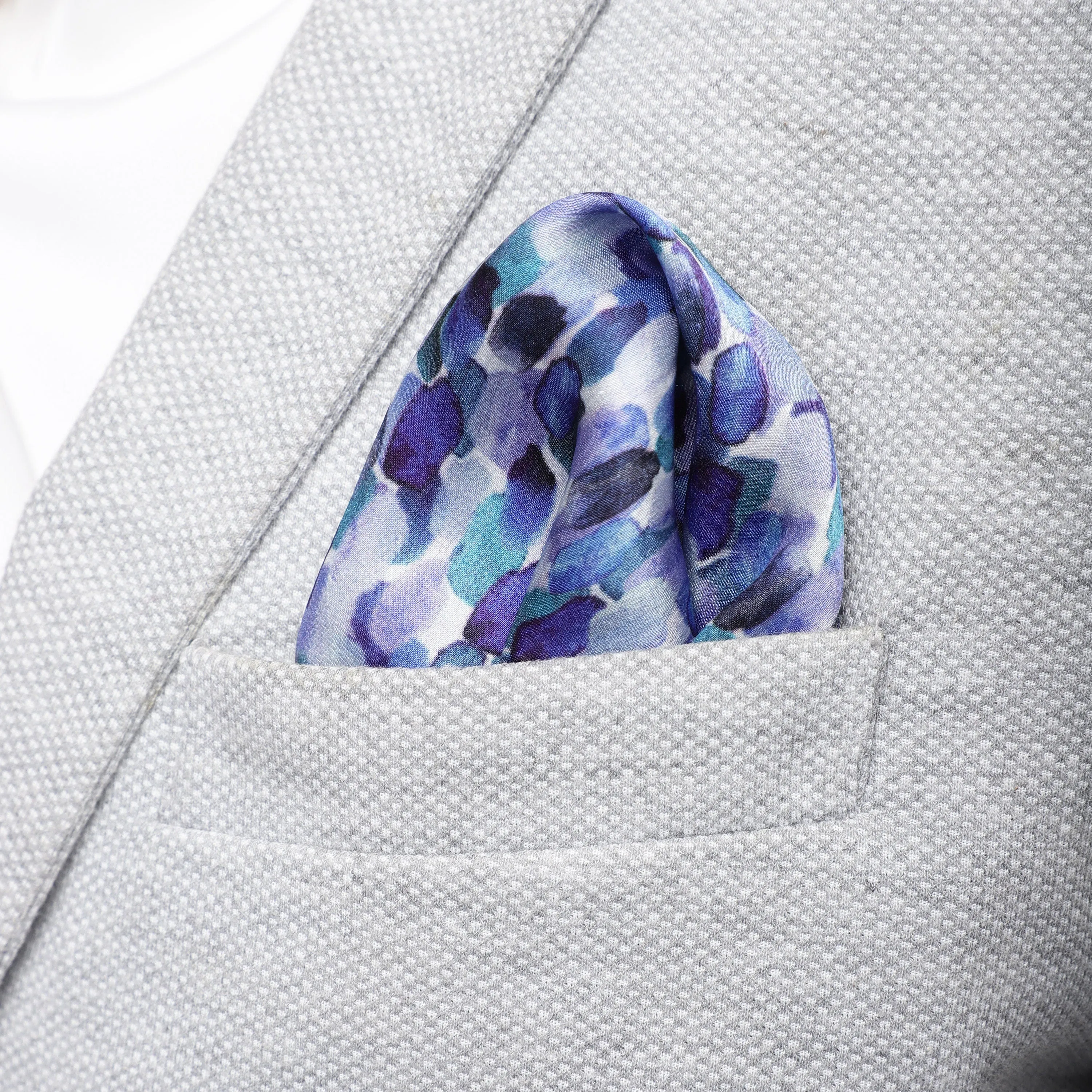 Silk Pocket Square Hand Painted Blue Skies