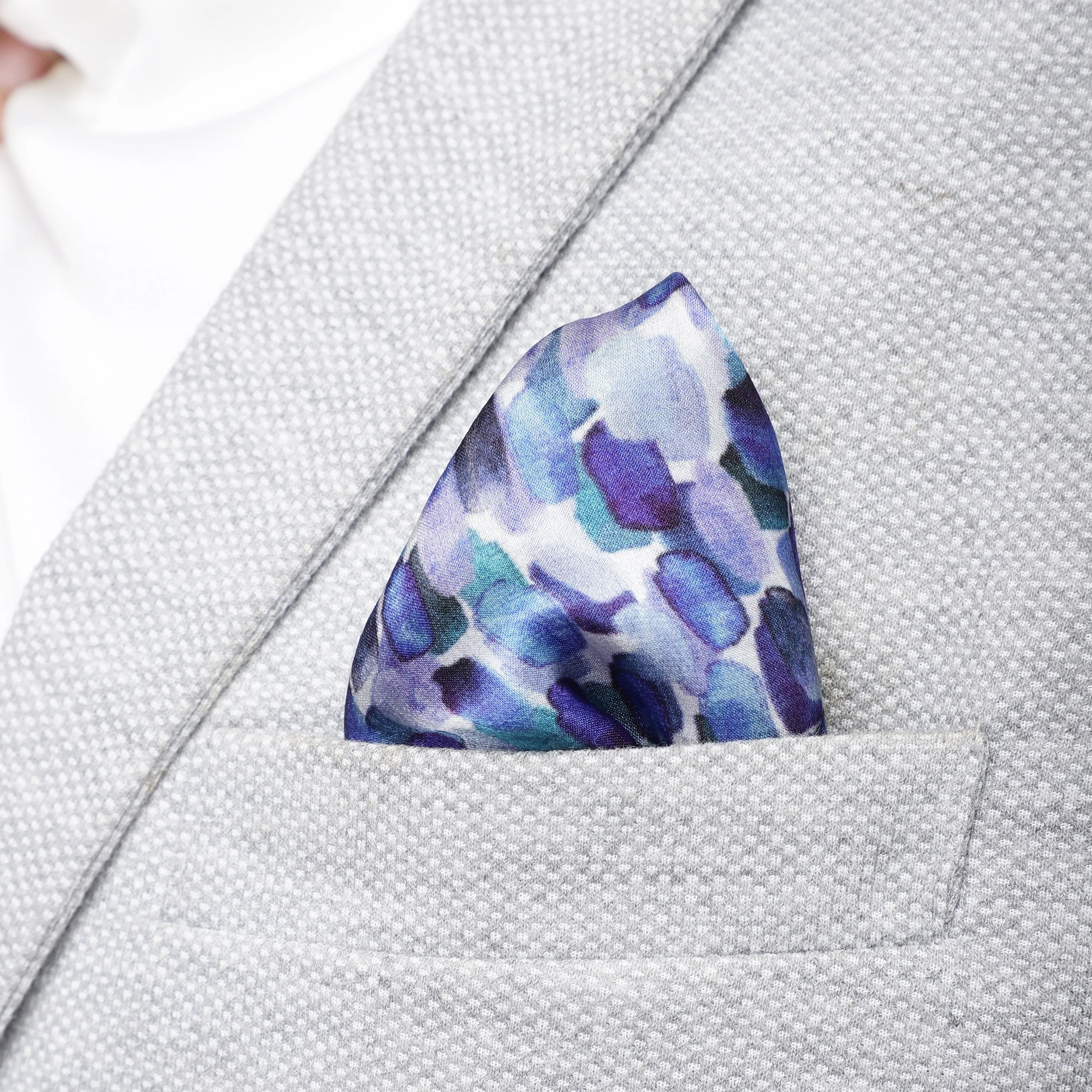 Silk Pocket Square Hand Painted Blue Skies