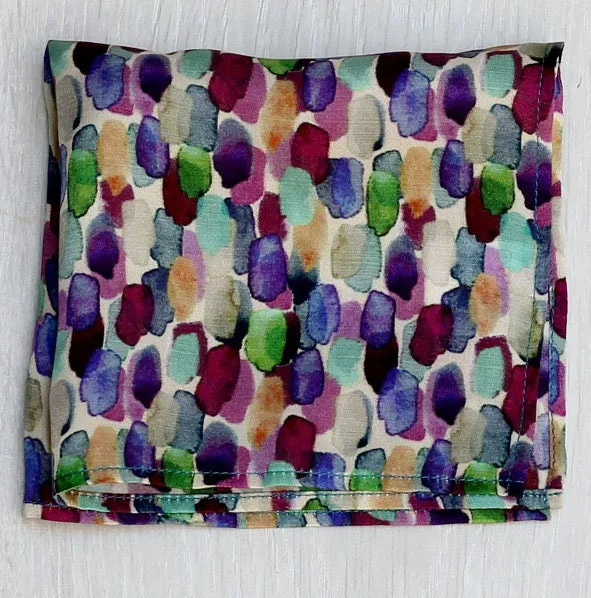 Silk Pocket Square Hand Painted brush strokes
