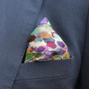 Silk Pocket Square Hand Painted brush strokes