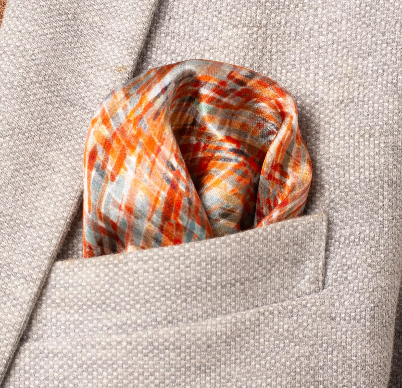 Silk Pocket Square Hand Painted crosshatch