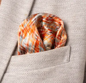 Silk Pocket Square Hand Painted crosshatch