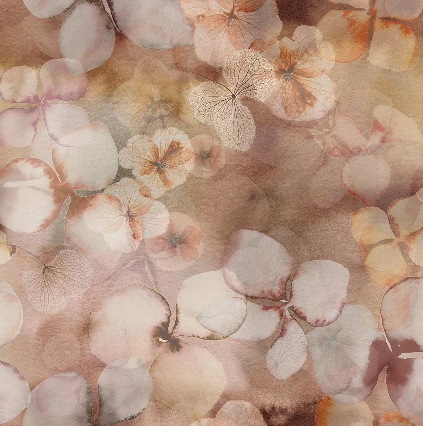 Silk Pocket Square Hand Painted  hydrangeas