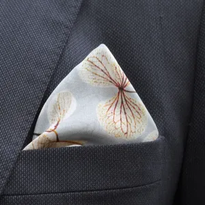 Silk Pocket Square Hand Painted skeletal leaves