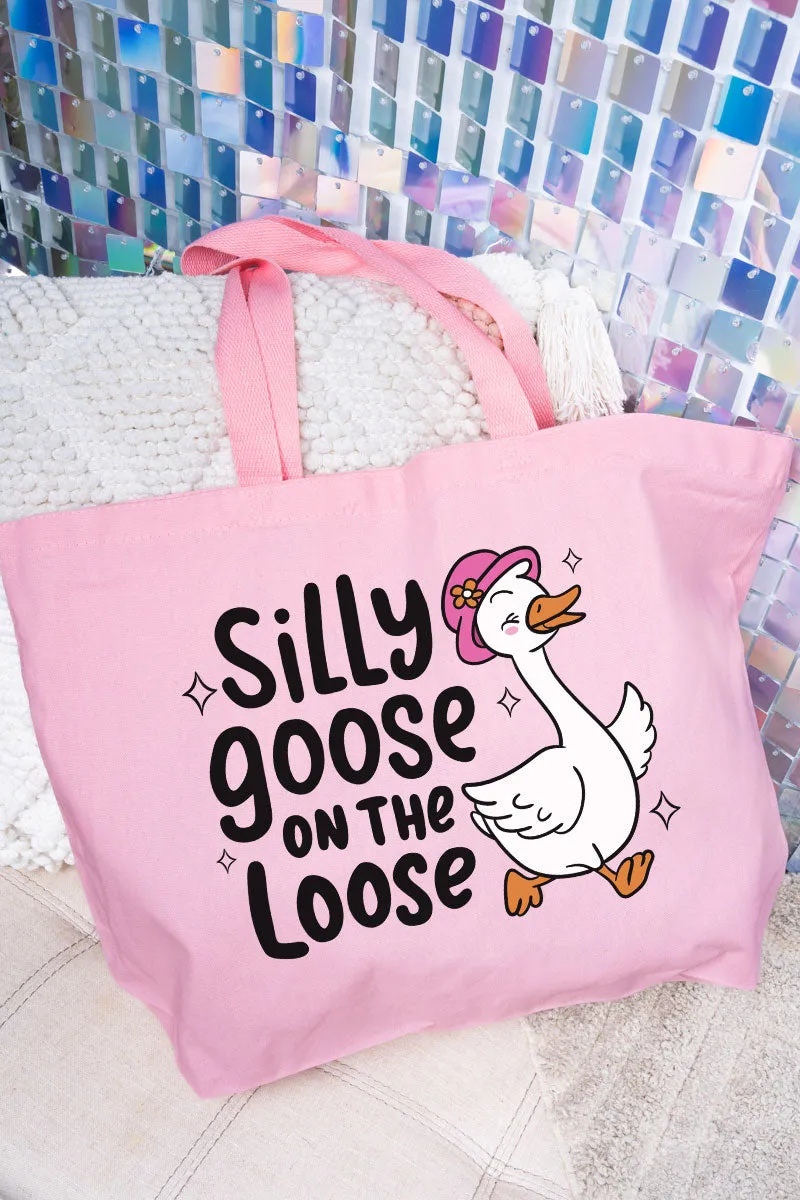 Silly Goose On The Loose Canvas Jumbo Tote