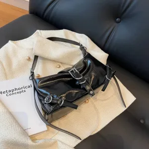Silver Faux Leather Crossbody Bag Luxury Y2k New Fashion Underarm Shoulder Bag Quality Handbags
