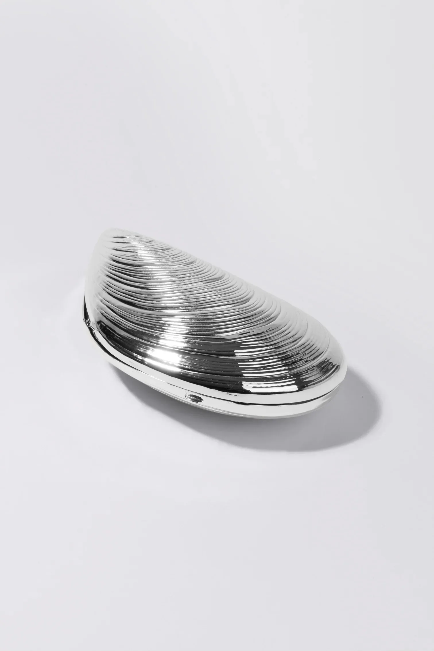 SIMKHAI BRIDGET METAL OYSTER SHELL CLUTCH