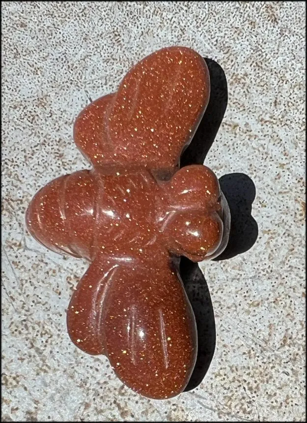 ~Sparkly!~ Carved Goldstone DRAGONFLY Totem
