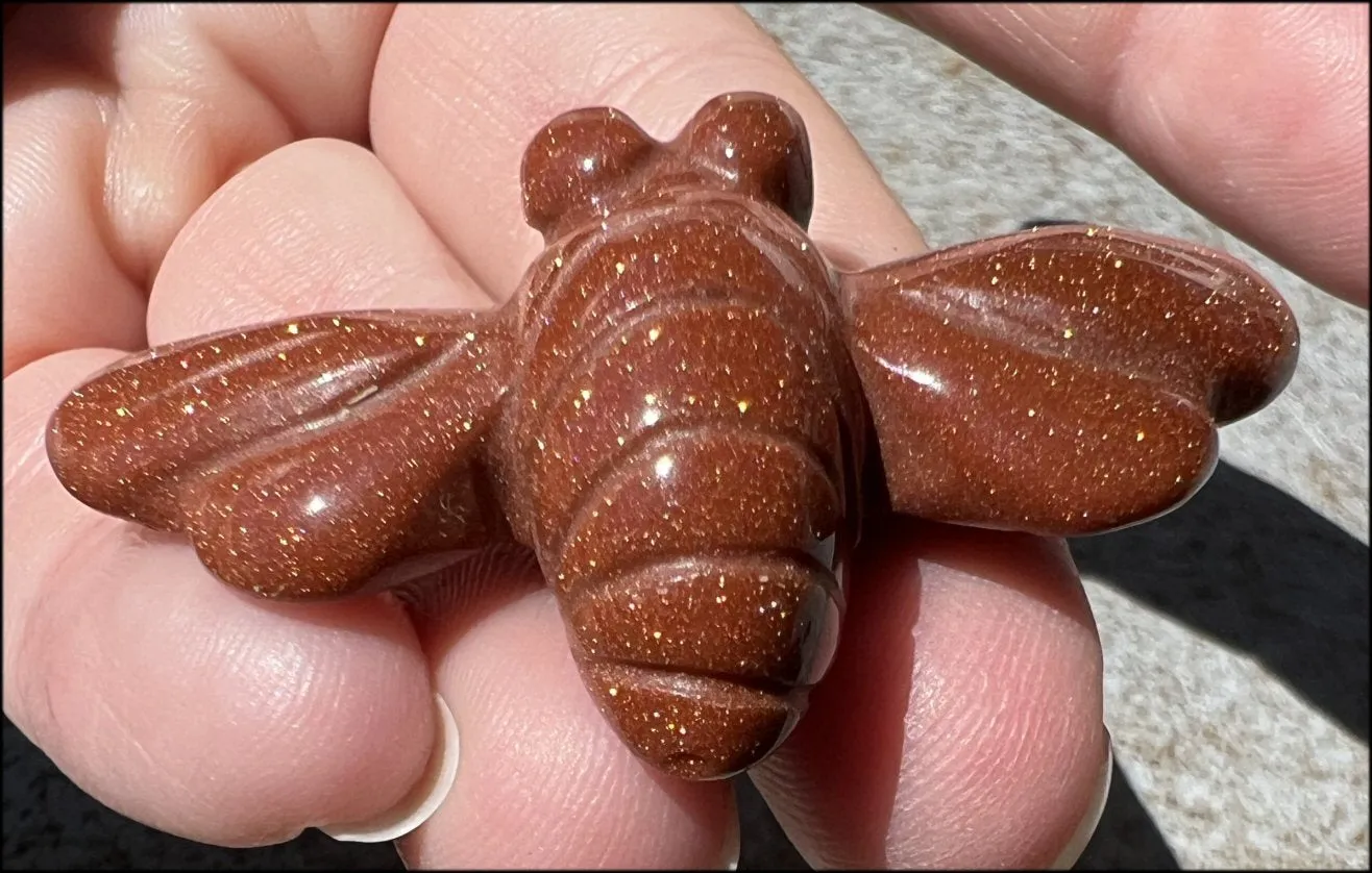 ~Sparkly!~ Carved Goldstone DRAGONFLY Totem