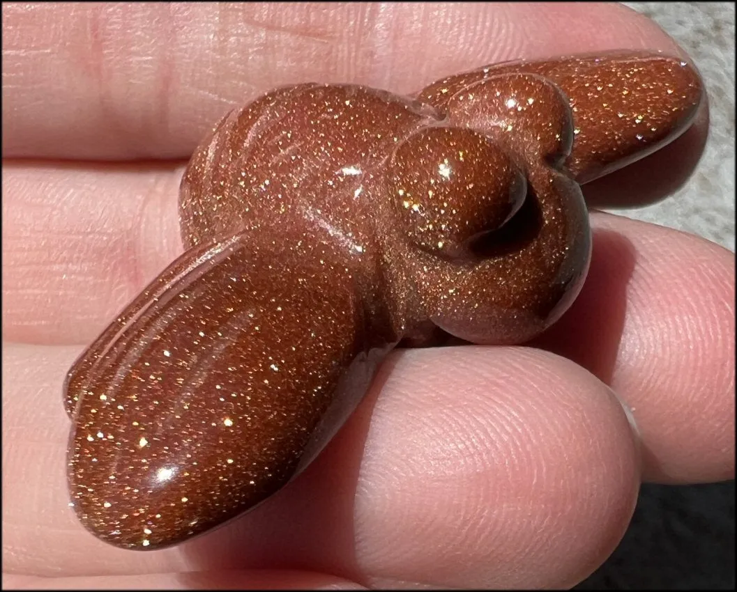 ~Sparkly!~ Carved Goldstone DRAGONFLY Totem