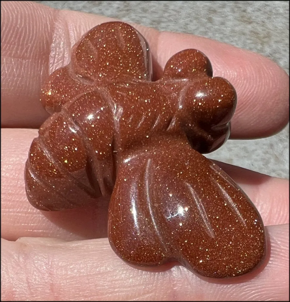 ~Sparkly!~ Carved Goldstone DRAGONFLY Totem