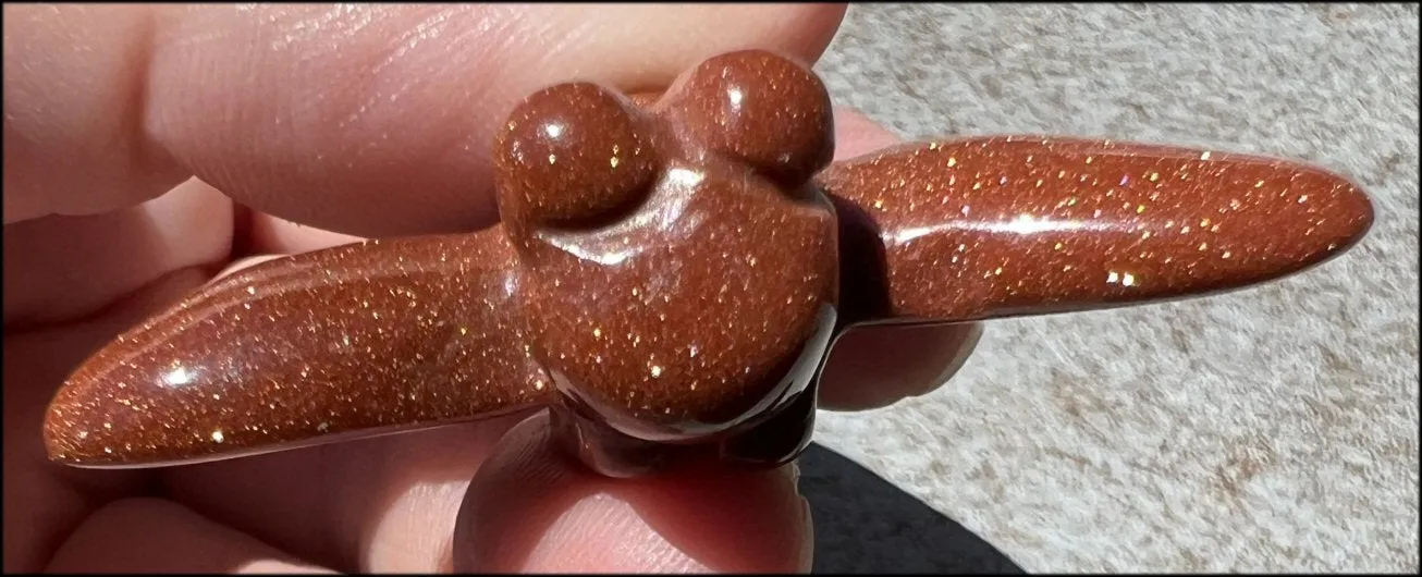 ~Sparkly!~ Carved Goldstone DRAGONFLY Totem