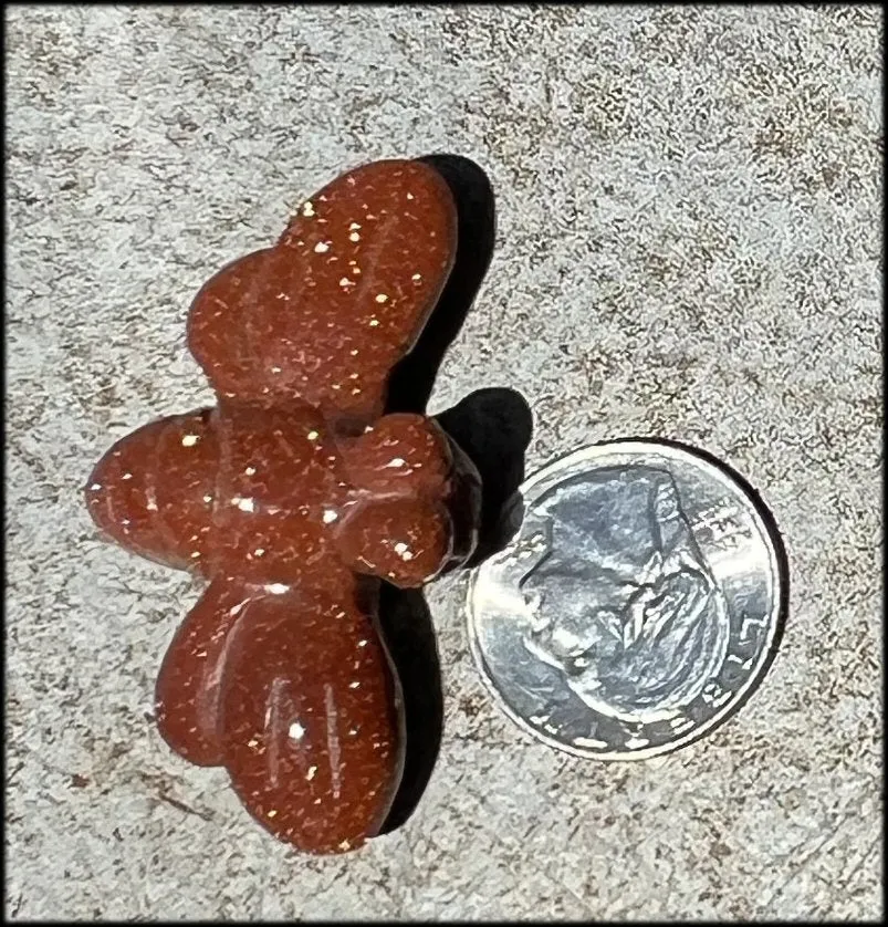 ~Sparkly!~ Carved Goldstone DRAGONFLY Totem