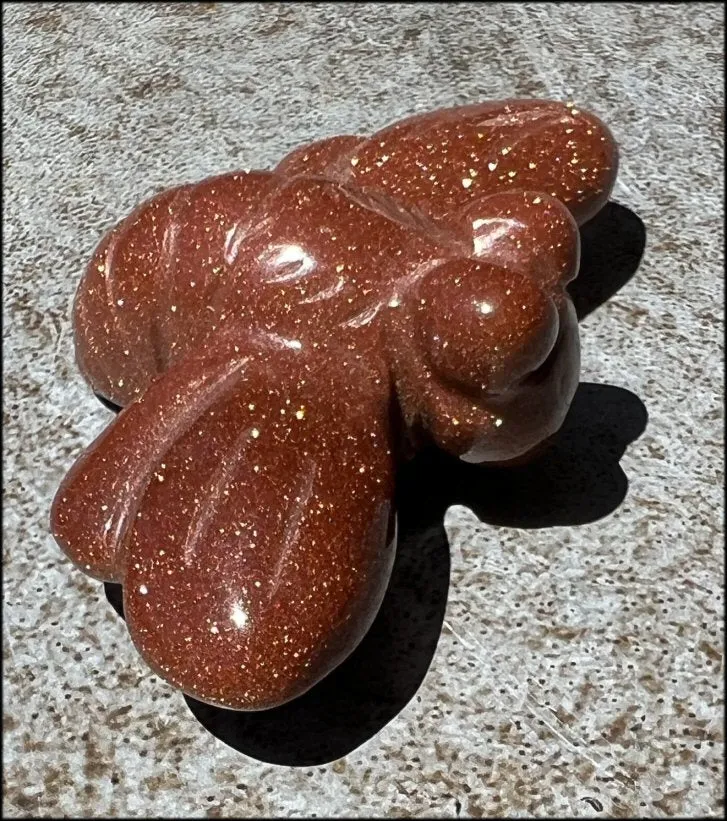 ~Sparkly!~ Carved Goldstone DRAGONFLY Totem
