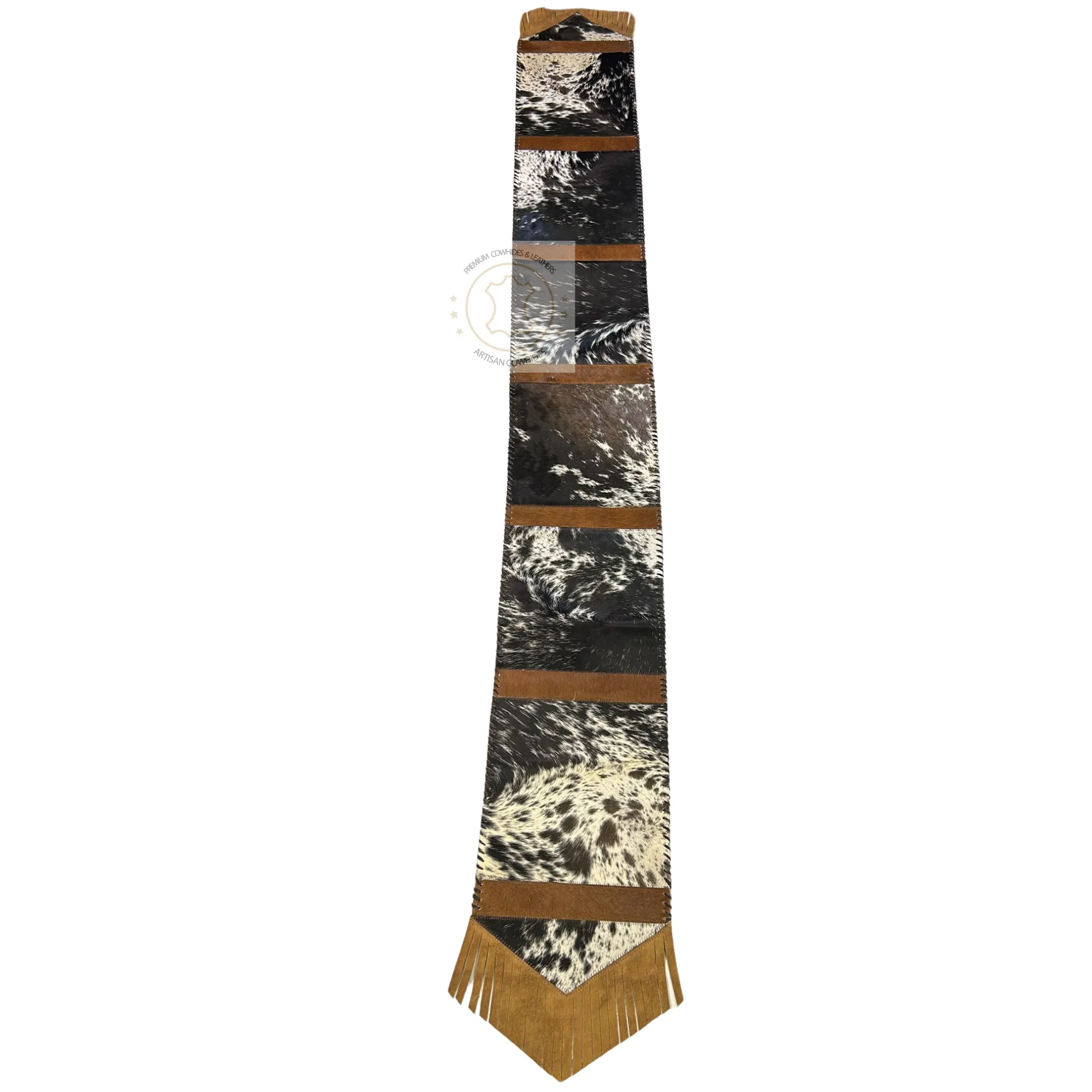 Speckled Black & White Cowhide Table Runner 8ft long - Table Decor Runner