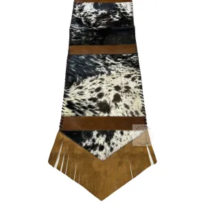Speckled Black & White Cowhide Table Runner 8ft long - Table Decor Runner