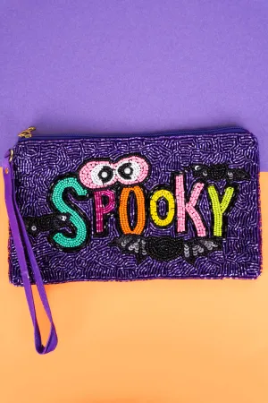 Spooky Purple Seed Bead Wristlet Coin Purse