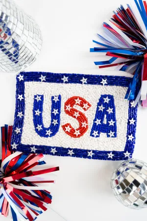 Star 'USA' Seed Bead Coin Purse